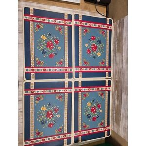 Town & Country Luxe Folk Art Floral Vinyl Placemats Blue Red Set of‎ 4 10881VPM
